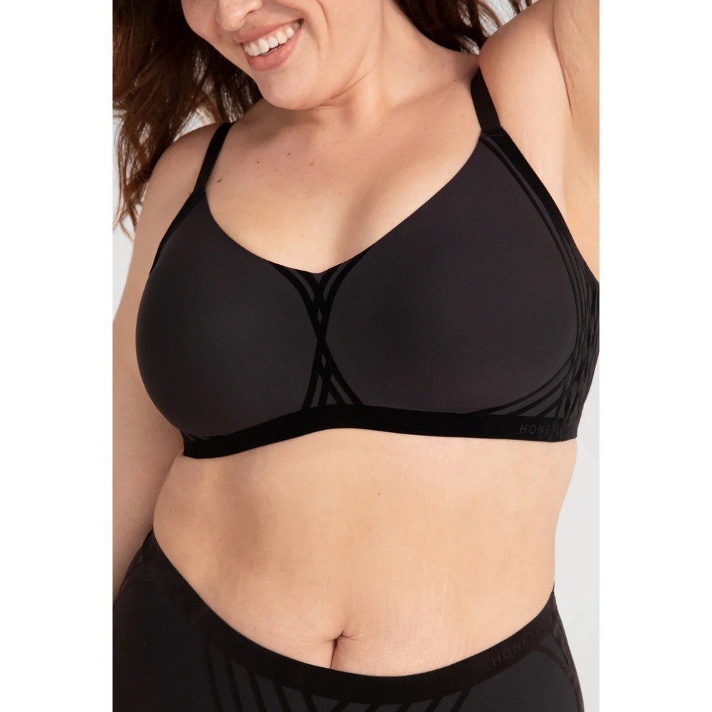 Honeylove Silhouette Bra Black 3XL/44DD(E)/DDD(F) NWT Support Comfort Smoothing